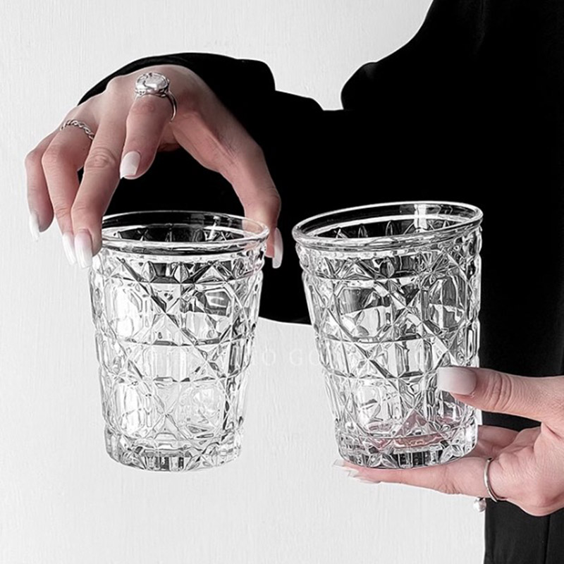 Espresso Shot Glass - 2pcs 310ml Vintage Diamond Patterned Western